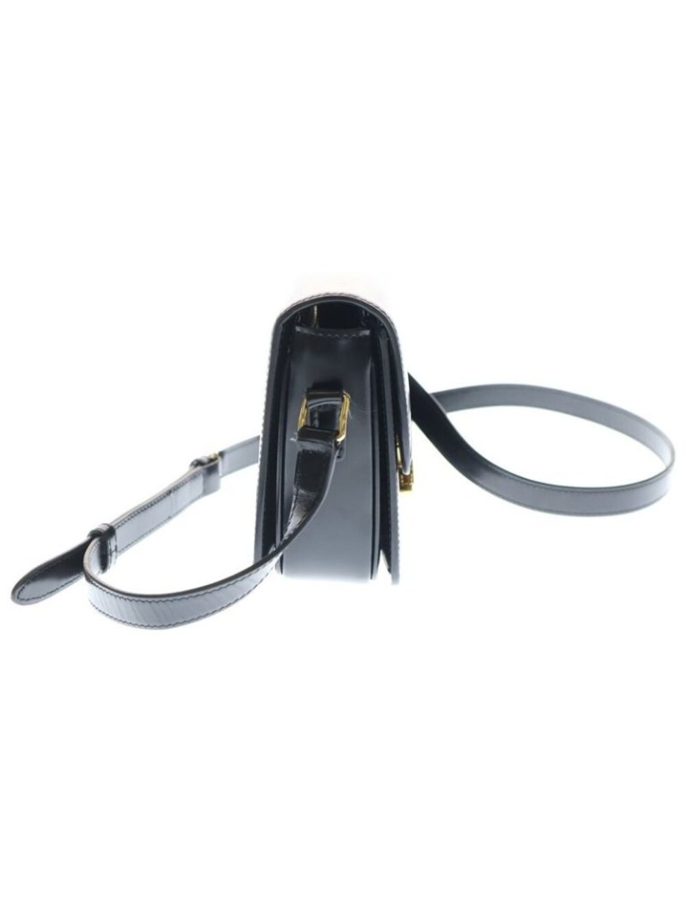 Celine Teen Triomphe Shoulder Bag Black Shiny Calfskin - Picture 3 of 6